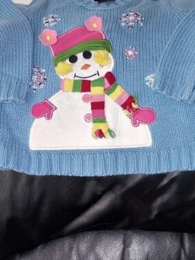 The Children's Place Snowman Sweater Blue & Pink Baby 12M